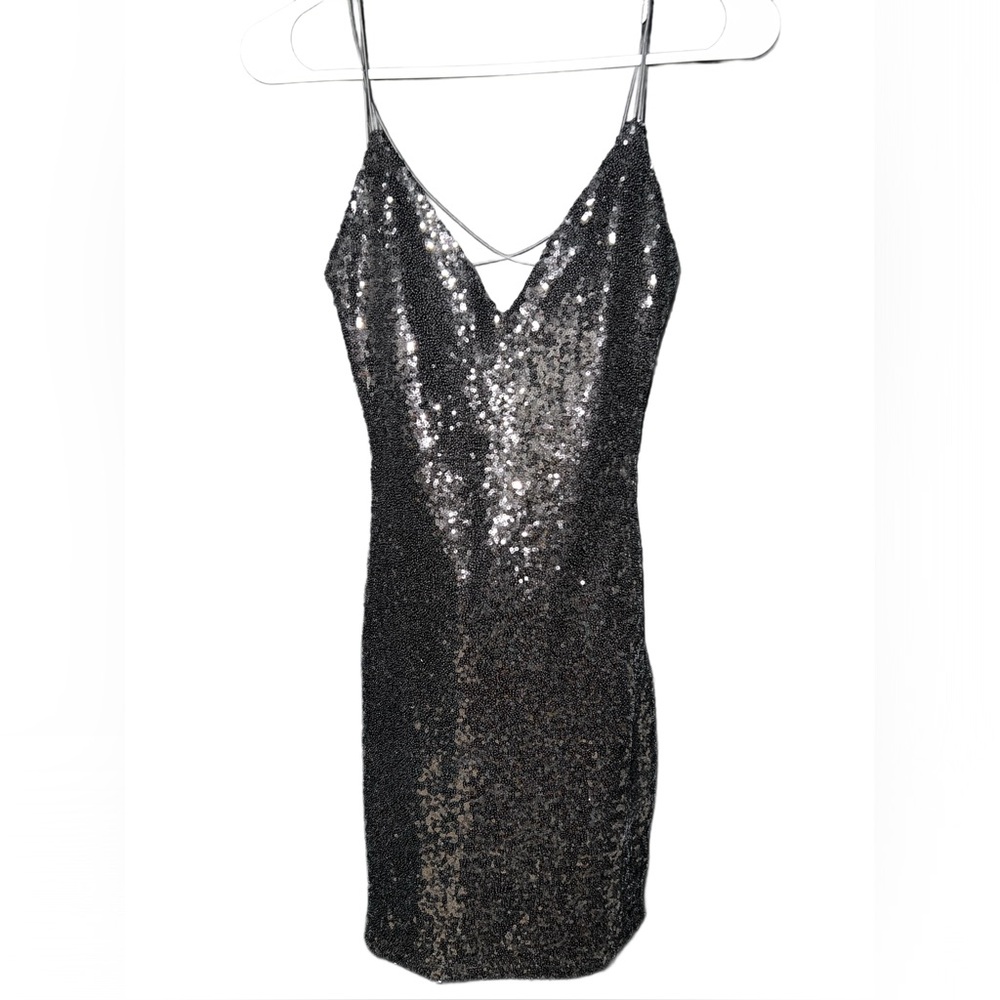 NWT B Darlin Black Sequin Mini Slip Dress